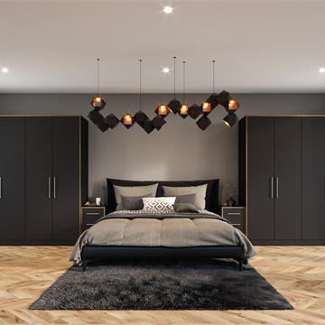 Zurfiz Serica Matt Black with Oak Edging Bedroom